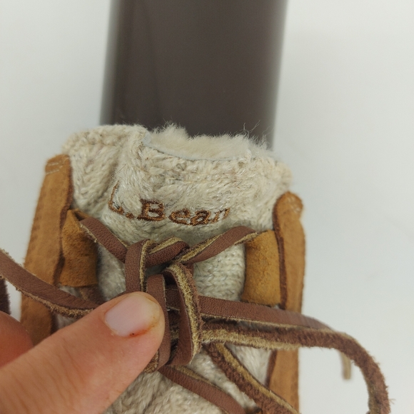 L.L. Bean Wicked Good Boots Tan Leather and Ragg Wool Size 11 - Picture 7 of 8